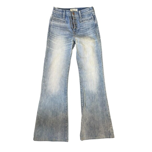 Madewell Jeans Womens 25 Blue Flea Market Flare Exposed Button Fly Hippie Boho - Picture 1 of 13